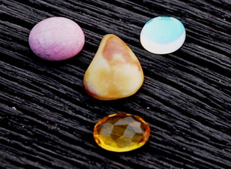 various agate on black ironwoodの写真素材