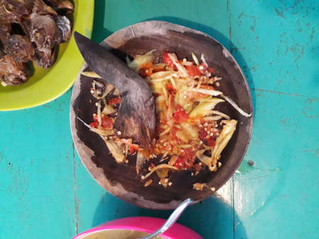 sambal with onions and tamarindの写真素材