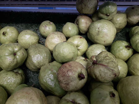 large group of guava fruit closeupの写真素材