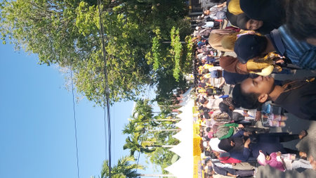 Unidentified Thai people praying at Wat Phra That Doi Suthep in Nakhon Ratchasima, Thailand.の写真素材