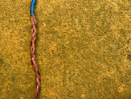 Copper wire with copper wire on the floor. Copper wire.の写真素材