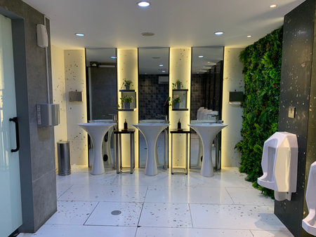 Interior of a modern bathroom with bidet. Nobody inside