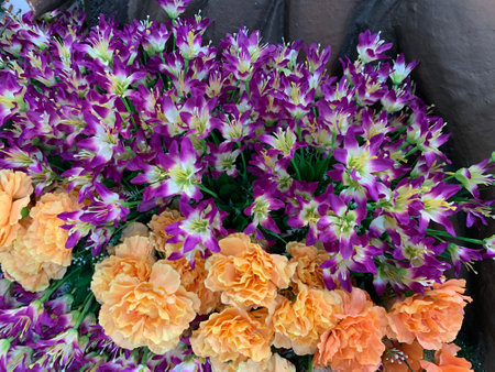 Bouquet of freesia and eustoma flowers.