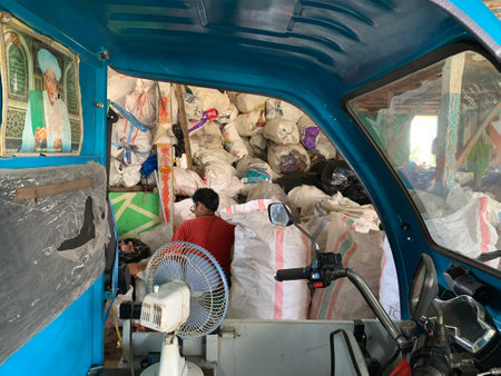 A vehicle with passengers inside.