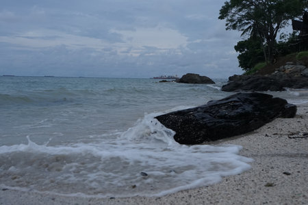 beautiful beach and tropical sea in the evening