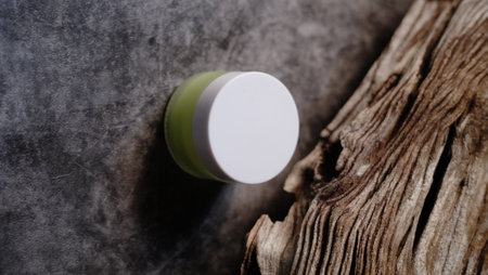 cosmetic cream in a jar on a wooden background. skin careの写真素材