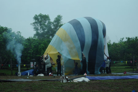 Hot air balloon festival in the park, bangkok, thailandの写真素材