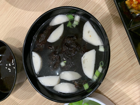Korean food Songpyeon, rice cake in black bowl