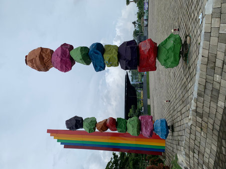 Colorful paper lanterns in the city of Shenzhen, Chinaの写真素材