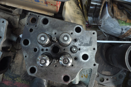 Motorcycle engine parts. Close-up of the car engine.
