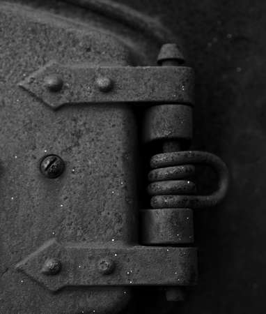 Old vintage rusty hinge in black and whiteの写真素材