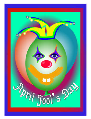 April Fool of Day holiday and a smiling ball in a frameのイラスト素材