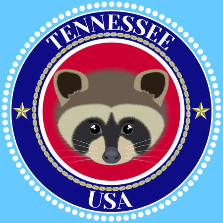 Alternative Tennessee Emblem. Cute raccoon head in a circleのイラスト素材