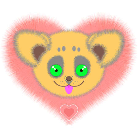 Fluffy cute orange animal on a background of heartsのイラスト素材