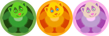 Fluffy unusual colored little animal with big eyesのイラスト素材
