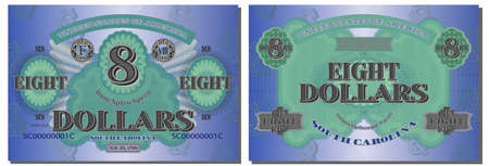 Protective guilloche mesh. Fictional eight US dollars South Carolina.のイラスト素材