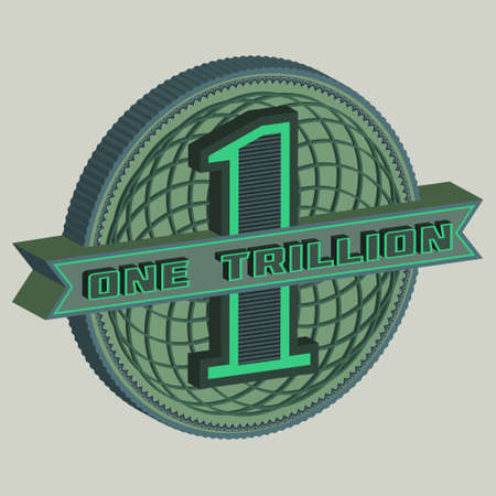3D green round pattern with inscription one trillionのイラスト素材