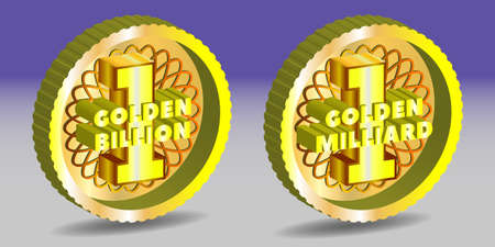 Set 3D round yellow icons golden billionのイラスト素材