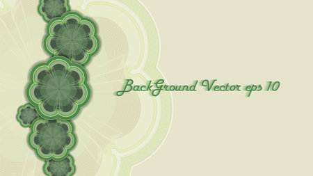 Abstract green-beige background with clipping mask. Stylistic different size floral mesh ornament.のイラスト素材