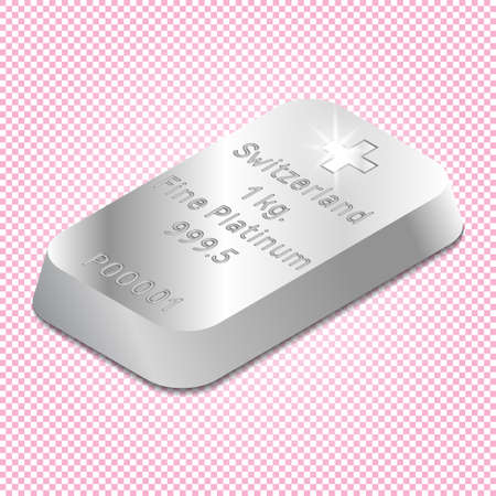 3d Swiss bullion fine platinum with shadow and radiant glow. Inscription 1kg 999.5. EPS10のイラスト素材
