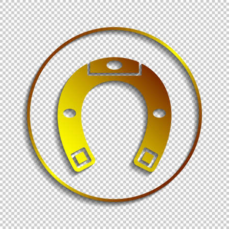 Round icon with shadow. Golden lucky horseshoe. EPS10のイラスト素材