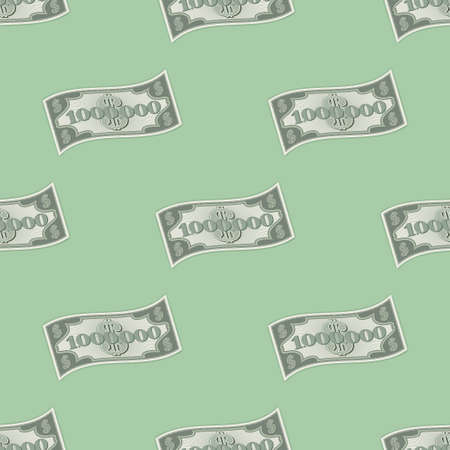 Seamless pattern. Curved green one million dollar banknotes staggeredのイラスト素材
