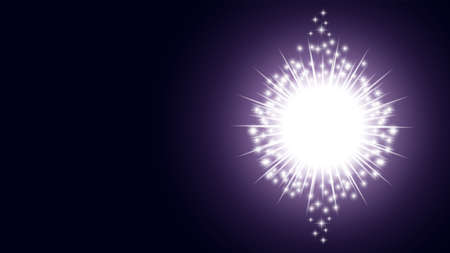 A sample of an abstract poster with a bright flash, rays and sparks on a dark backgroundのイラスト素材