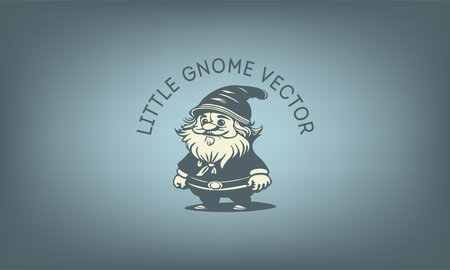 Vector little funny cute gnome. Logo, sticker or icon. Mythological fairy tale grandfather.のイラスト素材
