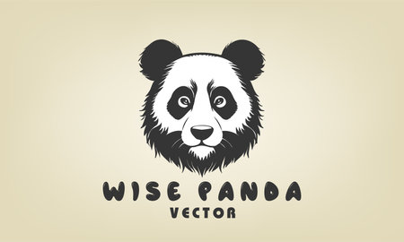Vector head of a wise black and white panda. Logo, sticker or icon. Asian, Chinese big wild bear.のイラスト素材