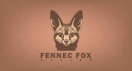 Vector simple graphic logo. The red head of a cute funny little cuddly fennec fox. Sticker, emblem or icon.のイラスト素材