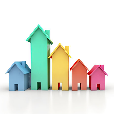 House growth chart isolated on white background. 3d render. High resolution image.の素材