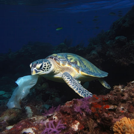 Green Sea Turtle (Chelonia mydas) in the Red Seaの素材