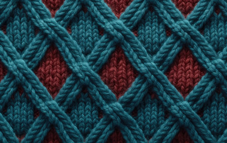 Knitted pattern as a background. Close-up of a knitted texture.の素材