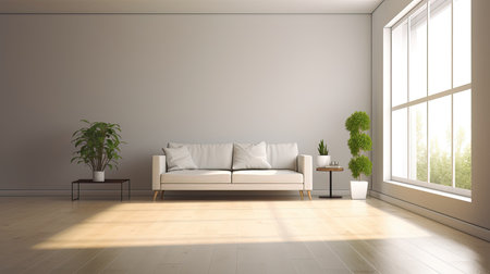 interior with white sofa. 3d rendered illustration mock-upの素材