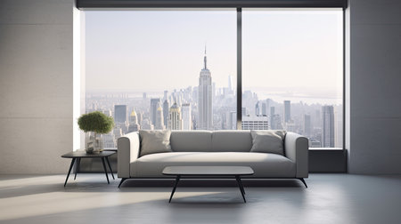modern bright interiors apartment Living room 3D rendering illustration computer generated imageの素材