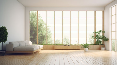 modern bright interiors apartment Living room 3D rendering illustration computer generated imageの素材