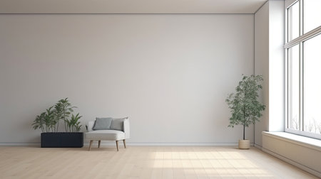 interior with large window. 3d rendered illustration mock-upの素材