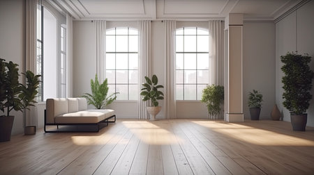Modern bright interiors apartment 3D rendering illustration computer digitally generated imageの素材