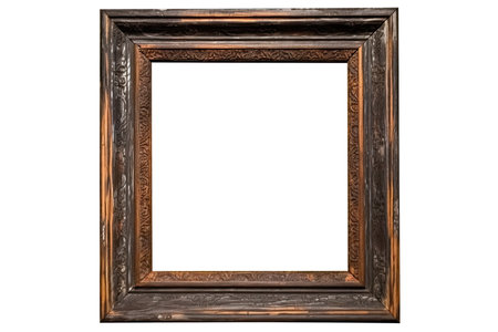Wooden frame for paintings, mirrors or photo isolated on white backgroundの素材