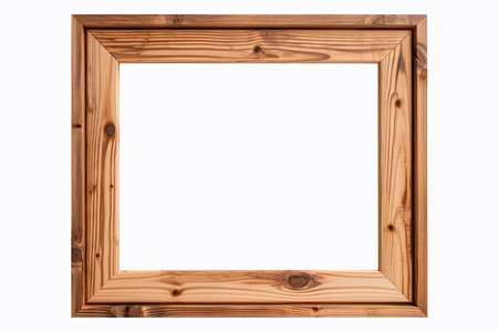 Wooden picture frame isolated on white background; clipping path included.の素材