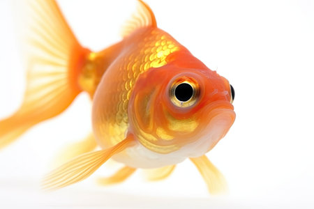 Goldfish isolated on white background. Shallow depth of field.の素材
