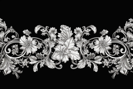 Baroque ornament in Victorian style. Element for design. Black and white.の素材