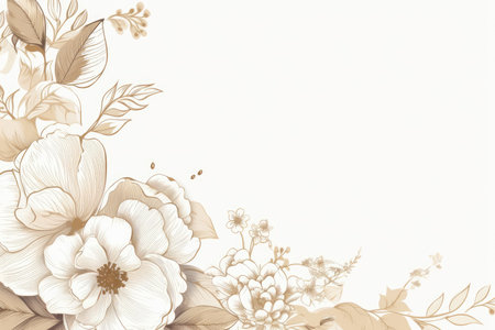 Floral background with flowers and leaves. Hand drawn vector illustration.の素材