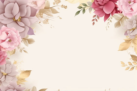 Floral background with pink and beige flowers. Vector illustration.の素材