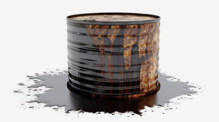 3d rendering of a barrel of oil on a white background.の素材