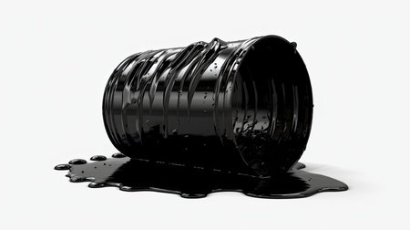 Black paint barrel isolated on white background. 3d render illustration.の素材