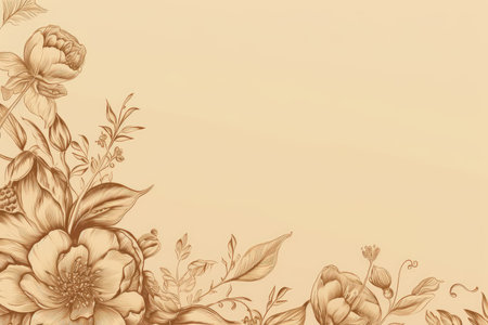 Vintage floral background with flowers and leaves. Hand-drawn illustration.の素材