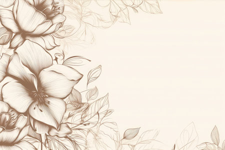 Floral background with roses and leaves. Hand-drawn illustration.の素材