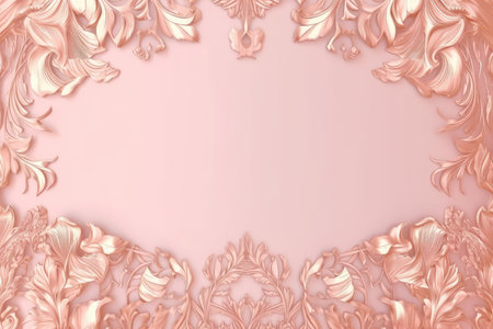 3d render of luxury pink background with floral ornaments.の素材