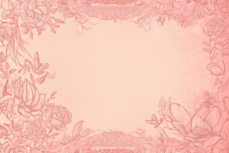 Vintage floral background with peony flowers and place for your textの素材